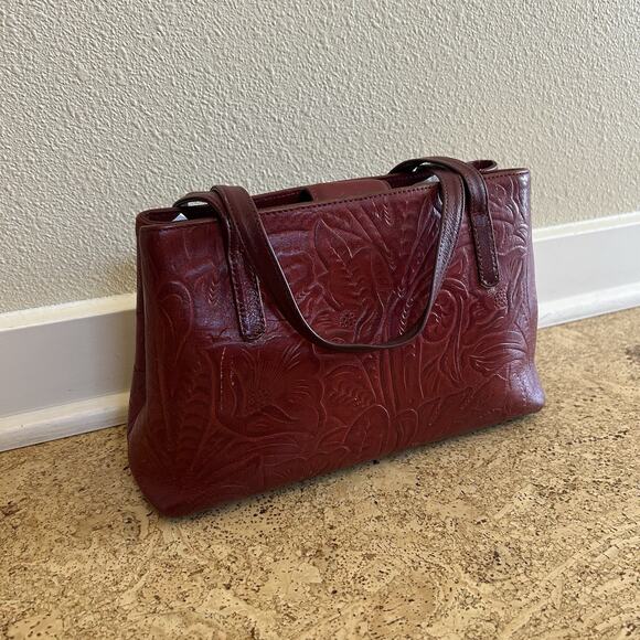 Maxx New York Red Carved Leather Floral Mini Purse Handbag - Picture 1 of 7